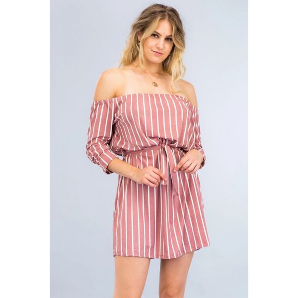 Off Shoulder Stripe Dress
